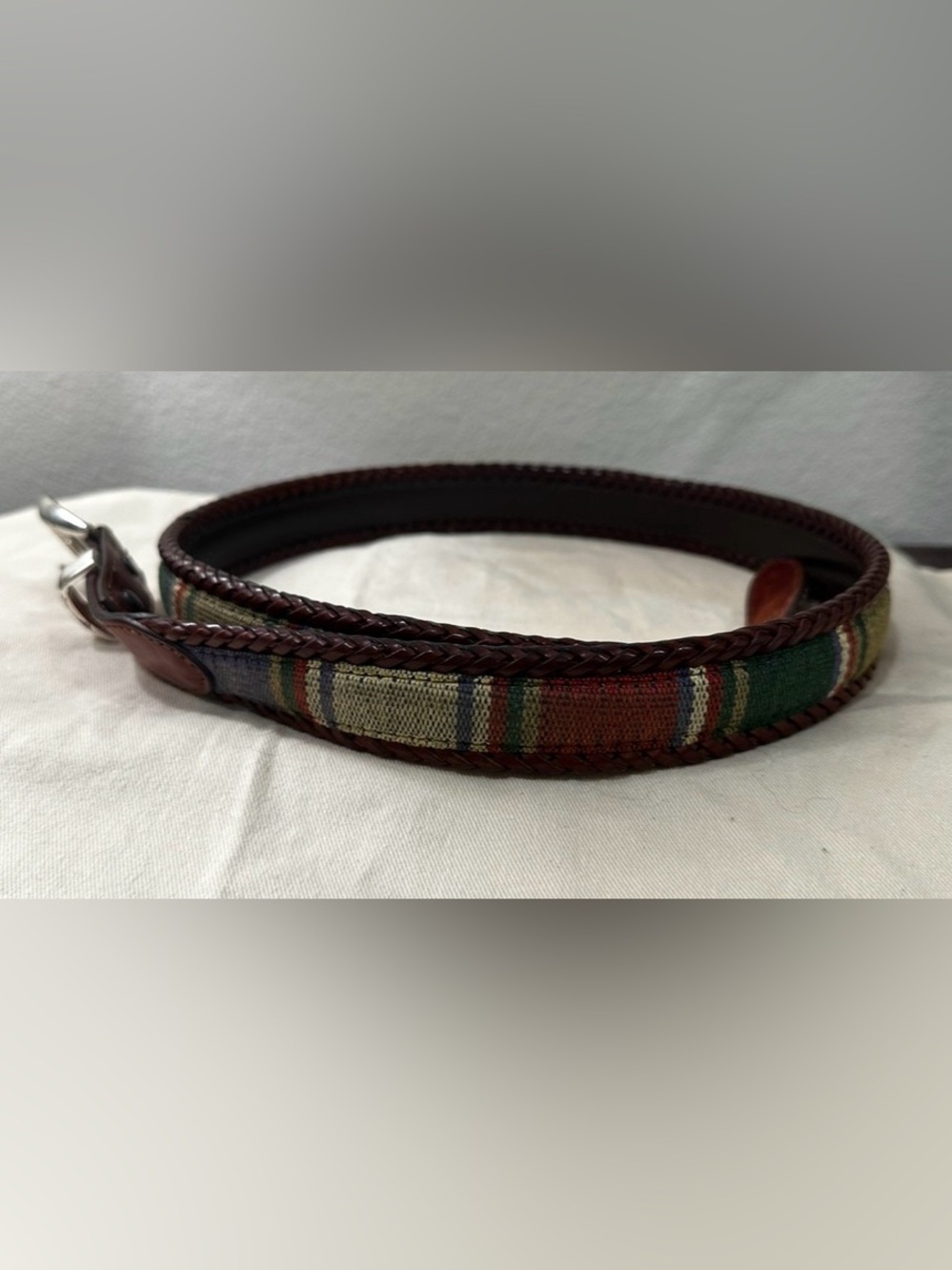 Brighton Santos fabric and leather belt men’s size 40 - Picture 3 of 7